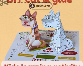 Kit de bricolaje para amantes de los gatos: Juguete de animal imprimible en 3D de papel (descarga en PDF)