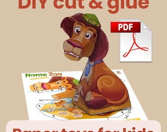 Lion Paper Craft Kit: 3D paper figurine - Digital download