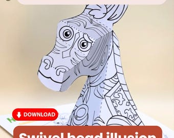 Zestaw do rękodzieła dla dzieci: kolorowanka z papierowej figurki 3D: zabawna, do druku, DIY, zebra