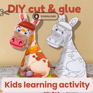 Cow Papercraft DIY kit for Kids – DIY creative toys (Digital download)