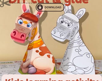 Cow Papercraft DIY kit for Kids – DIY creative toys (Digital download)