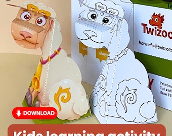 Paper sheep farm craft DIY kit for kids - Easy and fun children homeschool activity