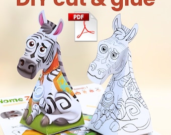 Zebra 3D dla dzieci: zabawny papierowy model do druku (do pobrania w formacie PDF)