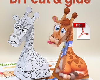 Giraffe Paper Craft: 3D-Schnitt & Klebe Aktivität für Kinder (PDF)