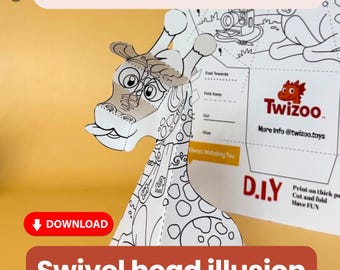 Jirafa: actividad para colorear con papel: juguete 3D para recortar y pegar (PDF)