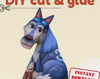 Wolf Colorful DIY Paper Toy for Kids – Cut and Glue Printable PDF