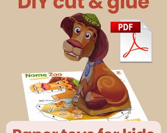Lion Paper Craft Set: 3D Swivel-Head Coloring Activity (Digital Download)
