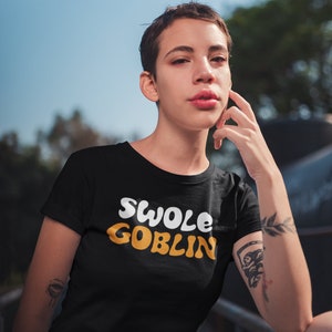 Swole Goblin Unisex Heavy Cotton Tee, Powerlifting Shirt, Gym Shirt, Workout Shirt, Fitness Apparel, Bodybuilding Shirt, Goblin Mode
