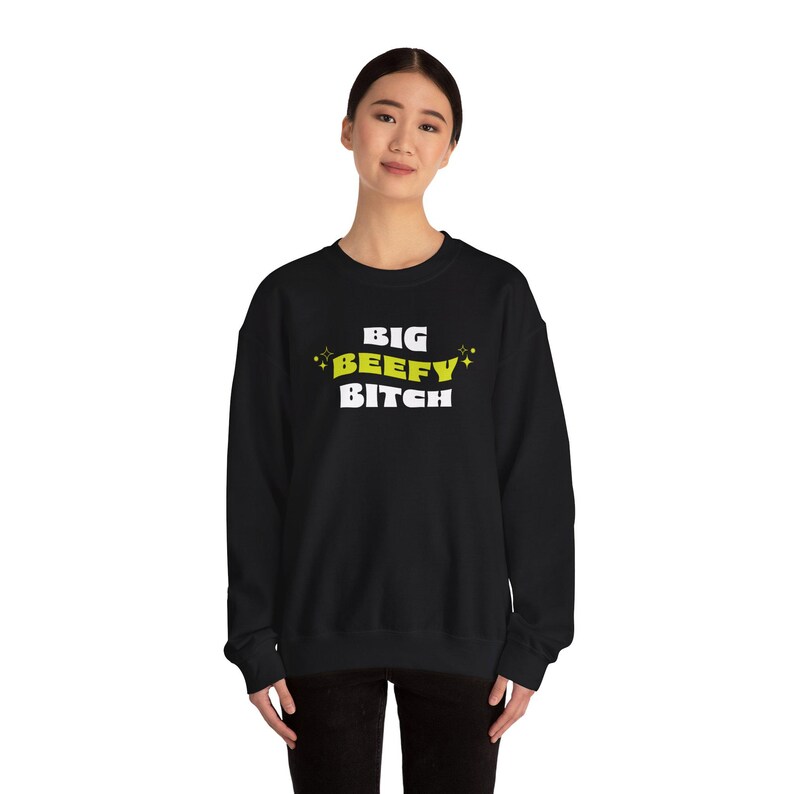 Big Beefy Bitch Rundhals-Sweatshirt, Powerlfing Gym Bekleidung Bild 3