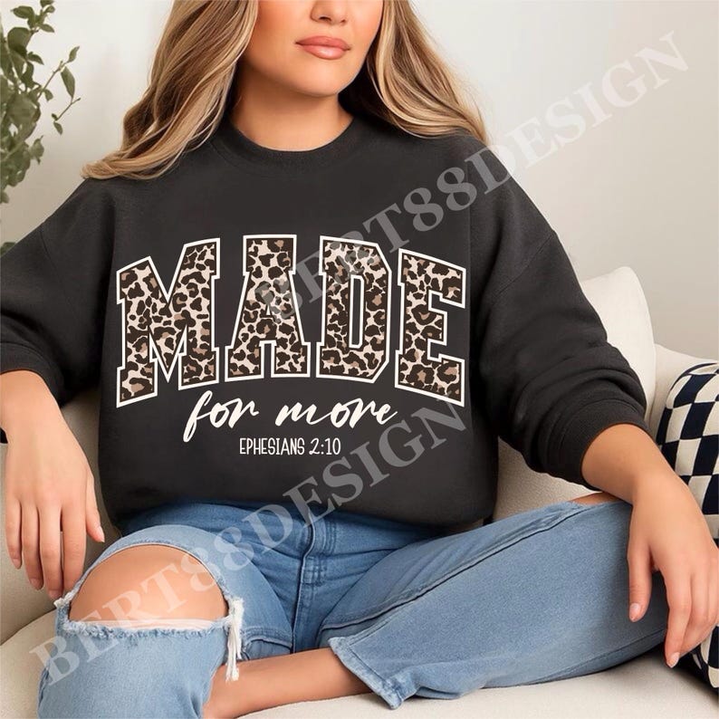 Made For More PNG Retro Christian Shirt Sublimation Design | Leopard Print Bible Verse PNG | Faith Quote Religious Mom PNG image 4