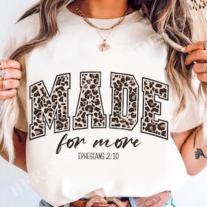 Made For More PNG Retro Christian Shirt Sublimation Design | Leopard Print Bible Verse PNG | Faith Quote Religious Mom PNG image 3