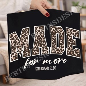 Made For More PNG Retro Christian Shirt Sublimation Design | Leopard Print Bible Verse PNG | Faith Quote Religious Mom PNG image 2