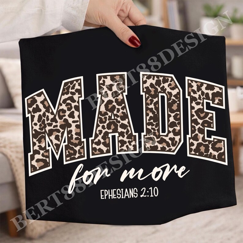 Made For More PNG Retro Christian Shirt Sublimation Design | Leopard Print Bible Verse PNG | Faith Quote Religious Mom PNG image 2