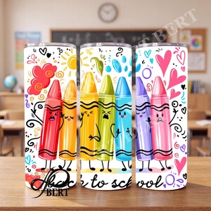 Funny Crayons Tumbler Wrap PNG, Back To School 20oz Skinny Tumbler PNG, Teaching Sublimation, Seamless Digital Design, Vibrant Teacher Gift
