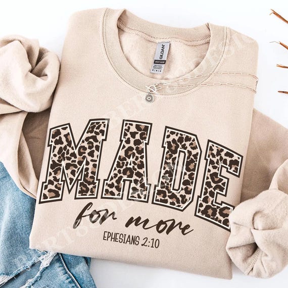 Made For More PNG Retro Christian Shirt Sublimation Design | Leopard Print Bible Verse PNG | Faith Quote Religious Mom PNG