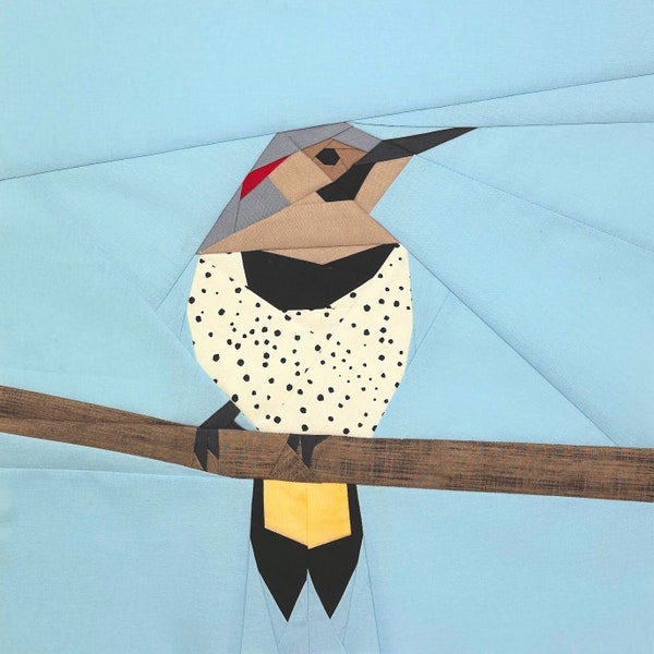 Northern Flicker FPP--Backyard Birds Series--Paper Piecing Quilt Block Pattern