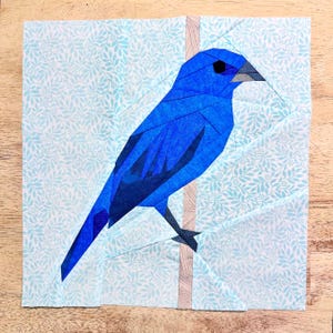 Indigo Bunting FPP--Backyard Birds Series--Paper Piecing Quilt Block Pattern