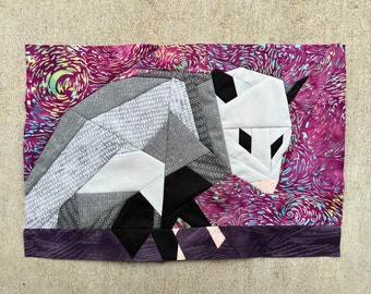 Opossum FPP--Woodland and Riverside Animals Series--Paper Piecing Quilt Block Pattern