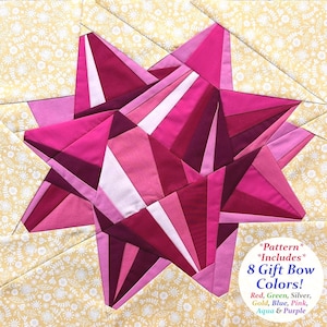 Cadeaustrik FPP-patroon - inclusief 8 kleurvariaties - Paper Piecing-quiltblok