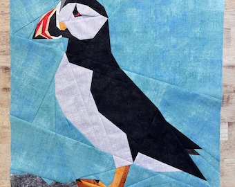 Patrón de bloque de colcha de paper piecing Puffin FPP