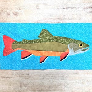 Brook Trout FPP--Freshwater Fishing Series--Paper Piecing Quilt Block Pattern