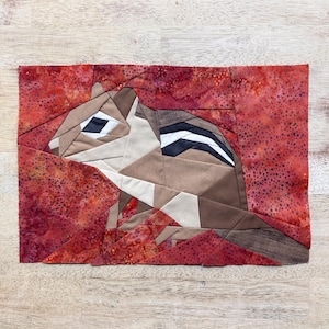 Chipmunk FPP--Woodland and Riverside Animals Series--Paper Piecing Quilt Block Pattern