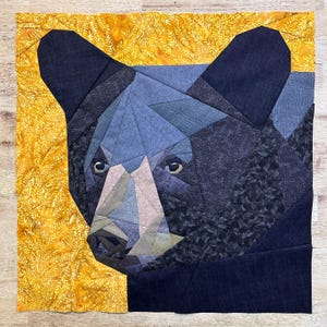 Orso nero FPP--Animali di forza--Nord America--Modello di blocco per quilt in carta