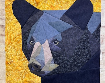 Black Bear FPP--Animals of Strength--North America--Paper Piecing Quilt Block Pattern