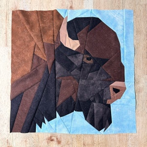 Buffalo FPP--Animals of Strength--North America--Paper Piecing Quilt Block Pattern