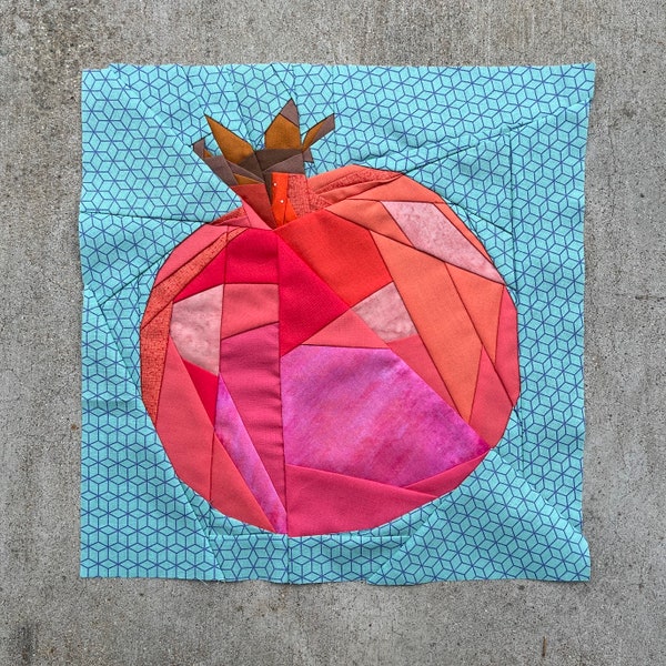 Pomegranate FPP Pattern--Fresh Fruit Series--Paper Piecing Quilt Block