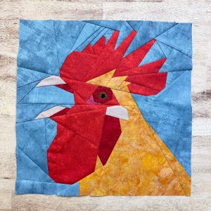 Gallo n. 4 FPP--Serie Cocky Crower—Modello blocco quilt Paper Piecing