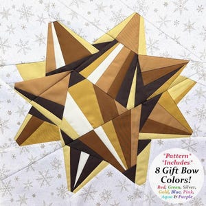 Patrón de lazo de regalo FPP - Incluye 8 variaciones de color - FPP navideño - Bloque de colcha de patchwork de papel