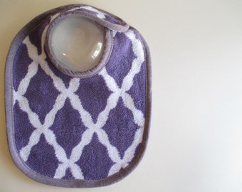 EcoBib--Adjustable Snap Closure--Modern Lavender Lattice--Ready to Ship