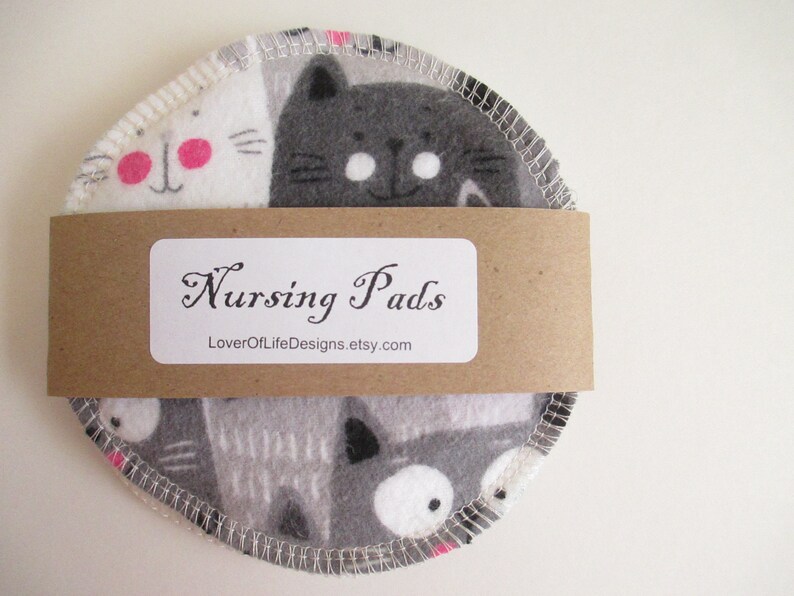 Cloth Nursing Pads--Funny Kitty Faces--Single Pair--Ready to Shi