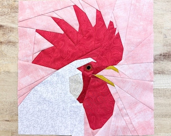 Rooster #3 FPP--The Cocky Crower Series—Paper Piecing Quilt Block Pattern