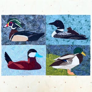 Wood Duck, Loon with Baby, Ruddy Duck, Mallard Duck FPP--4 Patterns--Water Birds from North America--Paper Piecing Quilt Pattern