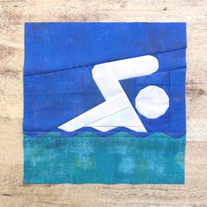 Cartello di nuoto FPP - Serie The Great Outdoors - Blocco per quilt Paper Piecing