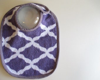 EcoBib--Adjustable Snap Closure--Modern Lavender Lattice--Ready to Ship