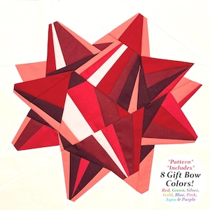 Gift Bow FPP Pattern--Includes 8 Color Variations--Christmas FPP--Paper Piecing Quilt Block