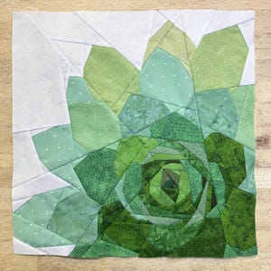 Henne und Küken Sukkulenten FPP Pattern--Paper Piecing Quilt Block