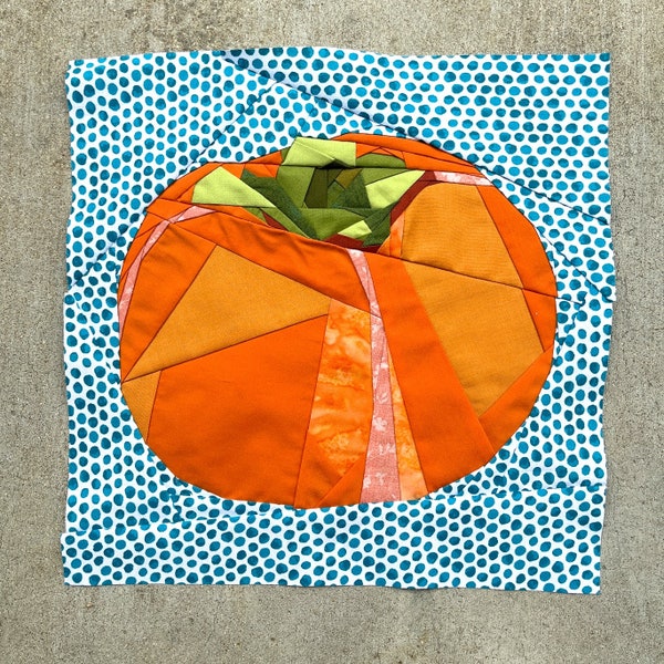Persimmon FPP Pattern--Fresh Fruit Series--Paper Piecing Quilt Block