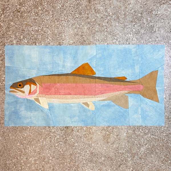 Rainbow Trout FPP--Freshwater Fishing Series--Paper Piecing Quilt Block Pattern