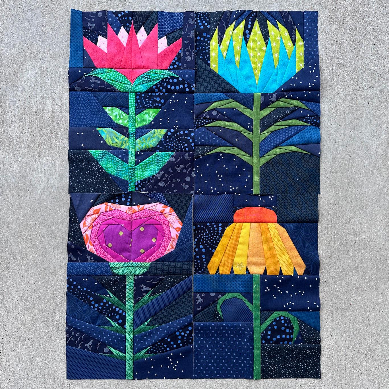 Folk Flower FPP Set--4 Patterns PLUS Stem and Leaf Extenders