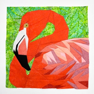 Flamingo FPP--Birds of Color Series--Paper Piecing Quilt Block Pattern