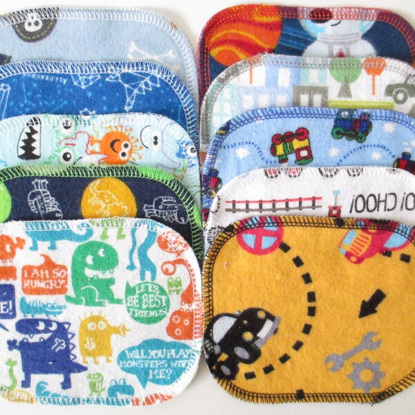 Open-Ended Children's Play Wipes/Makeup Removal Wipes--Set of 10--Mini--Fun Boys Mix--Ready to Ship