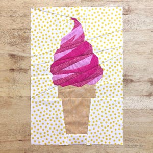 Soft Serve Ice Cream Cone FPP Pattern--Ice Cream & Sweets Series--Paper Piecing Quilt Block