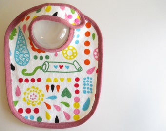 EcoBib--Adjustable Snap Closure--Modern Paint Tube and Color Drops on White--Ready to Ship