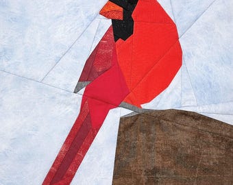 Cardinal FPP--Backyard Birds Series--Paper Piecing Quilt Block Pattern