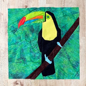 Toucan FPP--Birds of Color Series--Paper Piecing Quilt Block Pattern