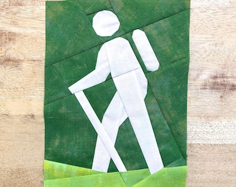 Hiking Trail Sign FPP Pattern--The Great Outdoors Series--Paper Piecing Quilt Block